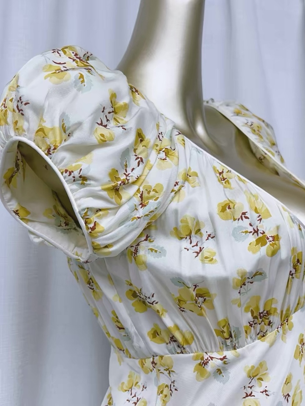 NWOT Doen Floral-print Silk-blend Midi Dress in Yellow, Size XXS/XS/S/M/L - Picture 11 of 16